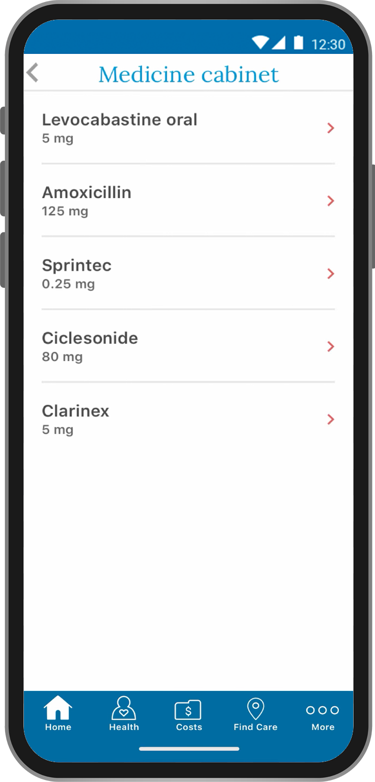 Final: Current prescriptions screen